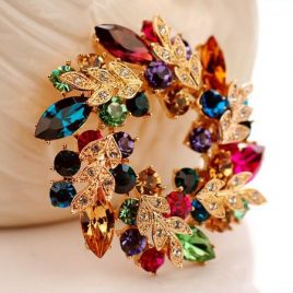 Crystal Gold Brooch