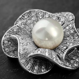 Rhinestone & Pearl Brooch