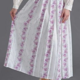 Rose Print White Skirt