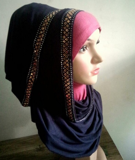 Diamond shape stones Jersey Hijab scarf